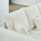 Canapé 3 places rembourré, canapé en tissu Teddy avec 3 coussins de dossier 4M -ModernLuxe