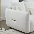 Canapé 3 places rembourré, canapé en tissu Teddy avec 3 coussins de dossier 4M -ModernLuxe