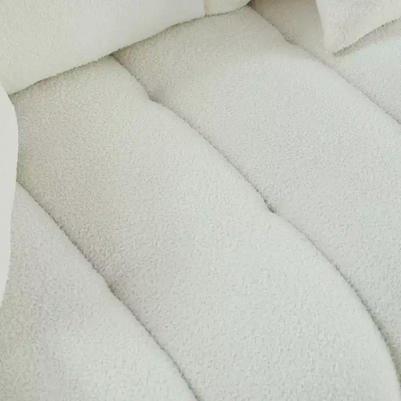 Canapé 3 places rembourré, canapé en tissu Teddy avec 3 coussins de dossier 4M -ModernLuxe