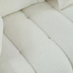 Canapé 3 places rembourré, canapé en tissu Teddy avec 3 coussins de dossier 4M -ModernLuxe