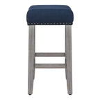 WestinTrends 24 Tabouret de comptoir rembourré à siège de selle (lot de 2), Gris antique/Bleu marine
