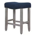 WestinTrends 24 Tabouret de comptoir rembourré à siège de selle (lot de 2), Gris antique/Bleu marine