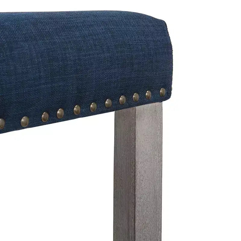 WestinTrends 24 Tabouret de comptoir rembourré à siège de selle (lot de 2), Gris antique/Bleu marine