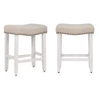 Tabouret de comptoir WestinTrends 24 po avec assise rembourrée (ensemble de 2), blanc antique/beige