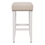 Tabouret de comptoir WestinTrends 24 po avec assise rembourrée (ensemble de 2), blanc antique/beige