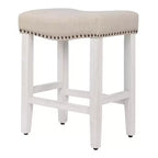 Tabouret de comptoir WestinTrends 24 po avec assise rembourrée (ensemble de 2), blanc antique/beige