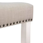 Tabouret de comptoir WestinTrends 24 po avec assise rembourrée (ensemble de 2), blanc antique/beige