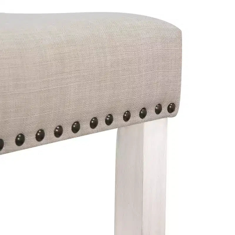 Tabouret de comptoir WestinTrends 24 po avec assise rembourrée (ensemble de 2), blanc antique/beige
