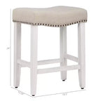 Tabouret de comptoir WestinTrends 24 po avec assise rembourrée (ensemble de 2), blanc antique/beige