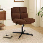 Costway Chaise de Bureau sans Accoudoirs Moderne Pivotante avec Hauteur Réglable Gris/Marron/Beige