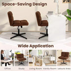 Costway Chaise de Bureau sans Accoudoirs Moderne Pivotante avec Hauteur Réglable Gris/Marron/Beige