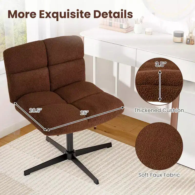 Costway Chaise de Bureau sans Accoudoirs Moderne Pivotante avec Hauteur Réglable Gris/Marron/Beige