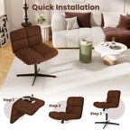 Costway Chaise de Bureau sans Accoudoirs Moderne Pivotante avec Hauteur Réglable Gris/Marron/Beige