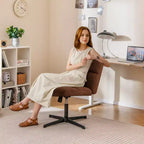 Costway Chaise de Bureau sans Accoudoirs Moderne Pivotante avec Hauteur Réglable Gris/Marron/Beige