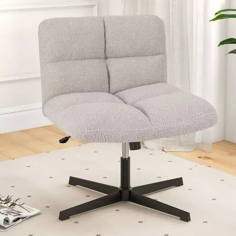 Costway Chaise de Bureau sans Accoudoirs Moderne Pivotante avec Hauteur Réglable Gris/Marron/Beige