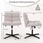 Costway Chaise de Bureau sans Accoudoirs Moderne Pivotante avec Hauteur Réglable Gris/Marron/Beige