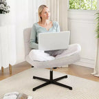 Costway Chaise de Bureau sans Accoudoirs Moderne Pivotante avec Hauteur Réglable Gris/Marron/Beige