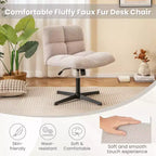 Costway Chaise de Bureau sans Accoudoirs Moderne Pivotante avec Hauteur Réglable Gris/Marron/Beige