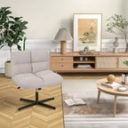 Costway Chaise de Bureau sans Accoudoirs Moderne Pivotante avec Hauteur Réglable Gris/Marron/Beige