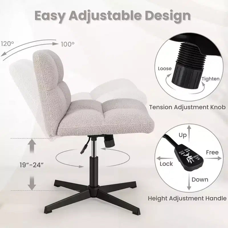 Costway Chaise de Bureau sans Accoudoirs Moderne Pivotante avec Hauteur Réglable Gris/Marron/Beige