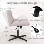 Costway Chaise de Bureau sans Accoudoirs Moderne Pivotante avec Hauteur Réglable Gris/Marron/Beige