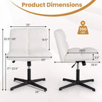 Costway Chaise de Bureau sans Accoudoirs Moderne Pivotante avec Hauteur Réglable Gris/Marron/Beige