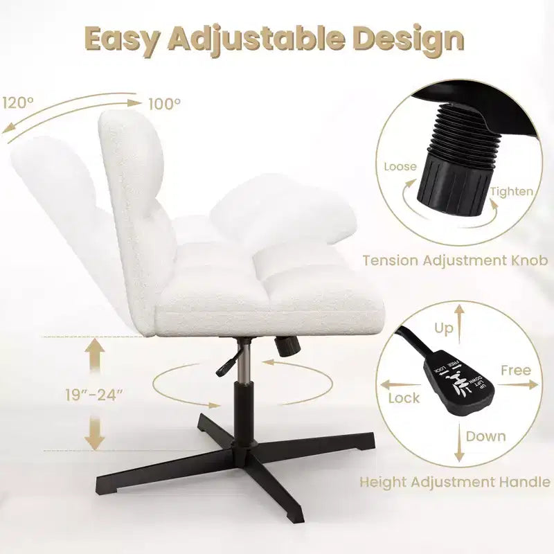 Costway Chaise de Bureau sans Accoudoirs Moderne Pivotante avec Hauteur Réglable Gris/Marron/Beige
