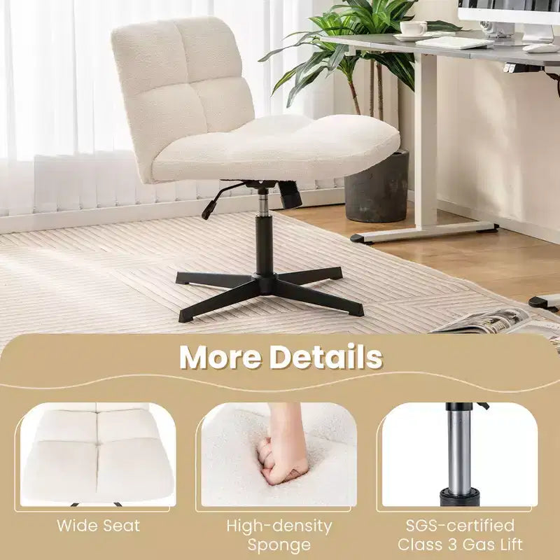 Costway Chaise de Bureau sans Accoudoirs Moderne Pivotante avec Hauteur Réglable Gris/Marron/Beige
