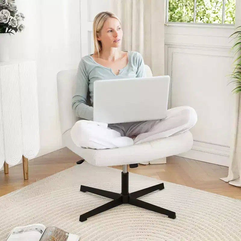 Costway Chaise de Bureau sans Accoudoirs Moderne Pivotante avec Hauteur Réglable Gris/Marron/Beige
