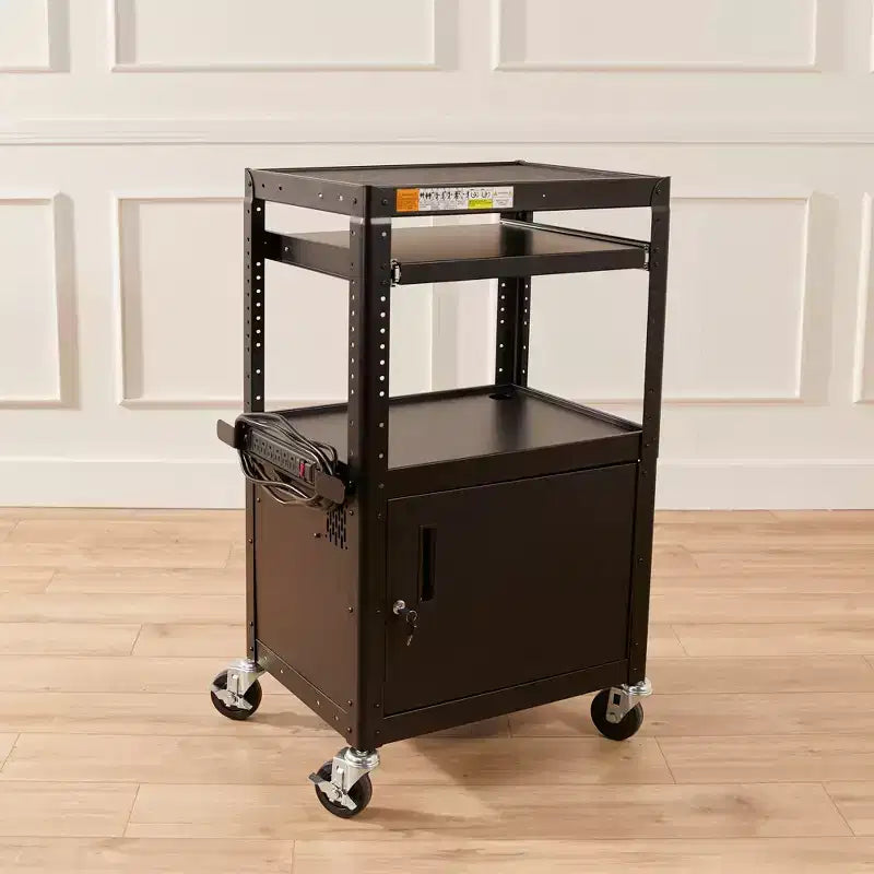 ECR4Kids Chariot mobile de présentation audiovisuelle avec boîte de rangement, Chariot technologique, Noir