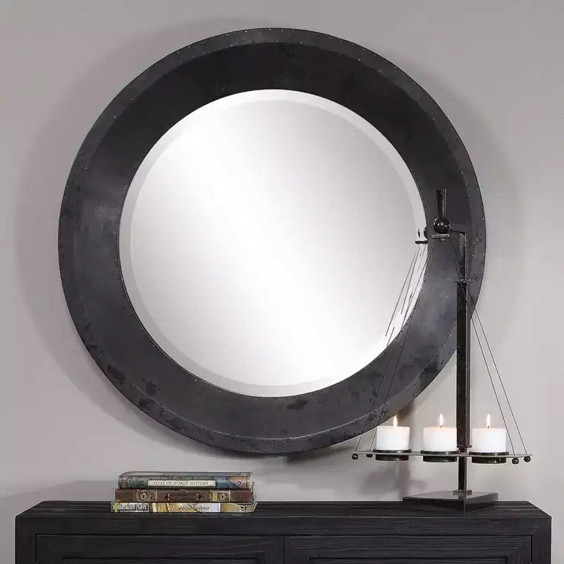 Miroir mural surdimensionné rond Uttermost Frazier gris foncé de 40