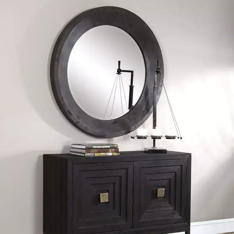 Miroir mural surdimensionné rond Uttermost Frazier gris foncé de 40