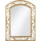 Noble Park Eden Park Arch Top Vanity Wall Mirror Vintage French Beveled Glass Vine Flower Gold Metal Frame 25 Wide for Bathroom