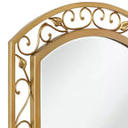 Miroir Mural de Vanité Arc Supérieur Noble Park Eden Park Verre Biseauté Vintage Français Motif Vigne Fleur Cadre Métal Doré 25 Pouces de Large pour Salle de Bain