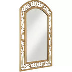 Miroir Mural de Vanité Arc Supérieur Noble Park Eden Park Verre Biseauté Vintage Français Motif Vigne Fleur Cadre Métal Doré 25 Pouces de Large pour Salle de Bain