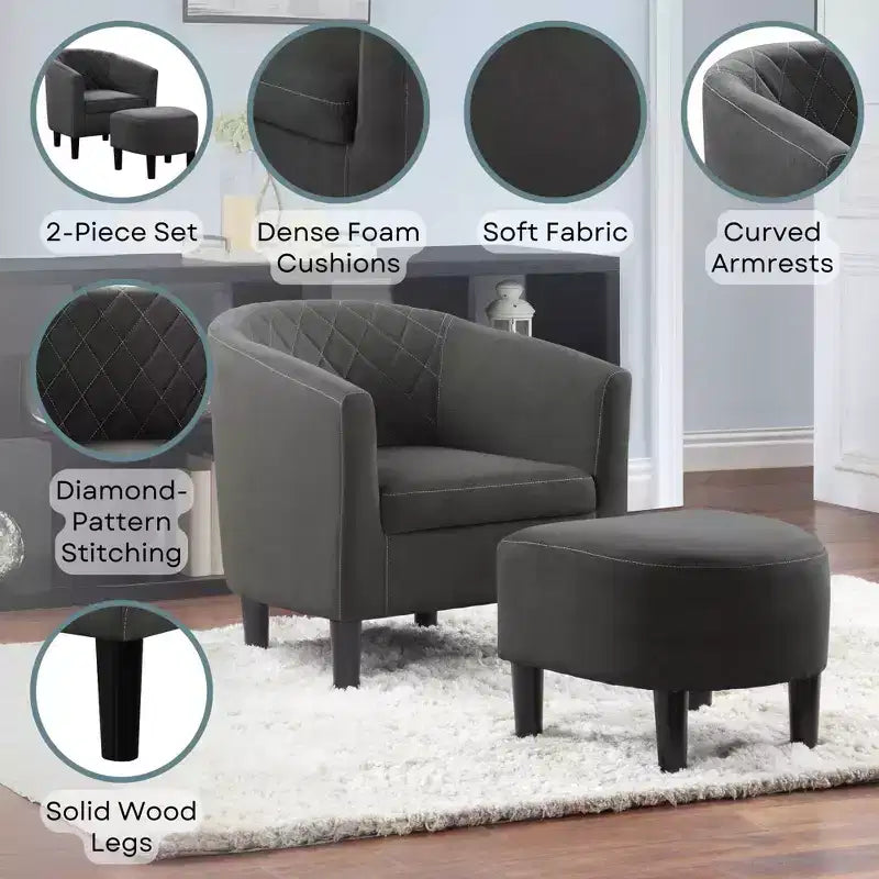 Breighton Home Prenez Place Fauteuil d'appoint Roosevelt avec Ottoman