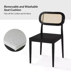 Lot de 2 chaises de salle à manger Hartmut Modern Ratten avec pieds en bois massif ART OF LIVING DESIGNS
