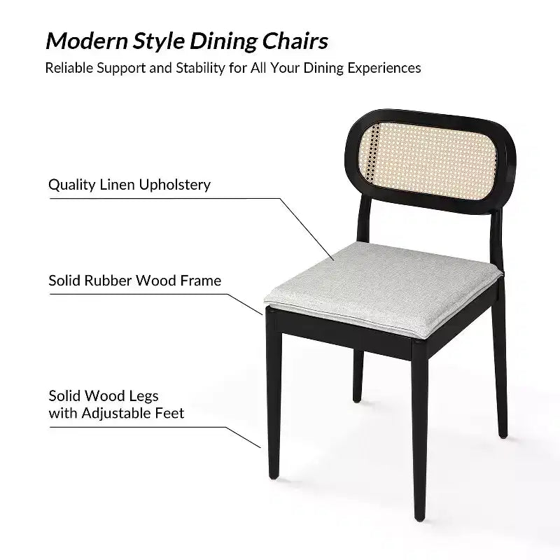 Lot de 2 chaises de salle à manger Hartmut Modern Ratten avec pieds en bois massif ART OF LIVING DESIGNS