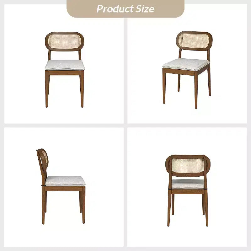 Lot de 2 chaises de salle à manger Hartmut Modern Ratten avec pieds en bois massif ART OF LIVING DESIGNS