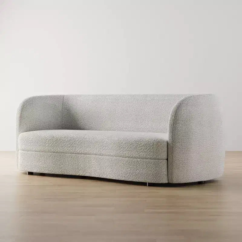MAISONS : Intérieur + Extérieur Canapé bouclé incurvé bohème Pinehush 85 po avec coussins à ressorts ensachés