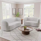 MAISONS : Intérieur + Extérieur Canapé bouclé incurvé bohème Pinehush 85 po avec coussins à ressorts ensachés
