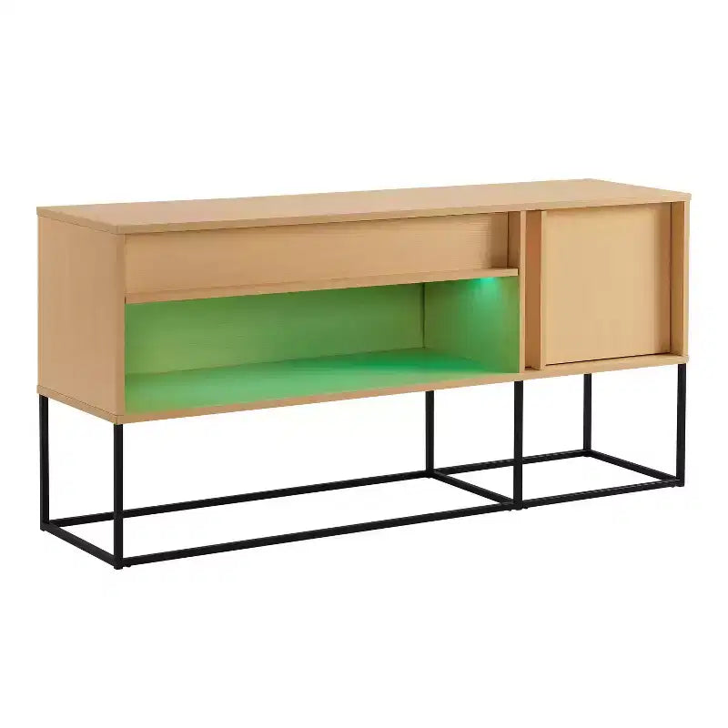 Meuble TV 24/7 Shop At Home Tidehigh Modern 1 tiroir pour téléviseurs jusqu'à 65 pouces avec lumières LED