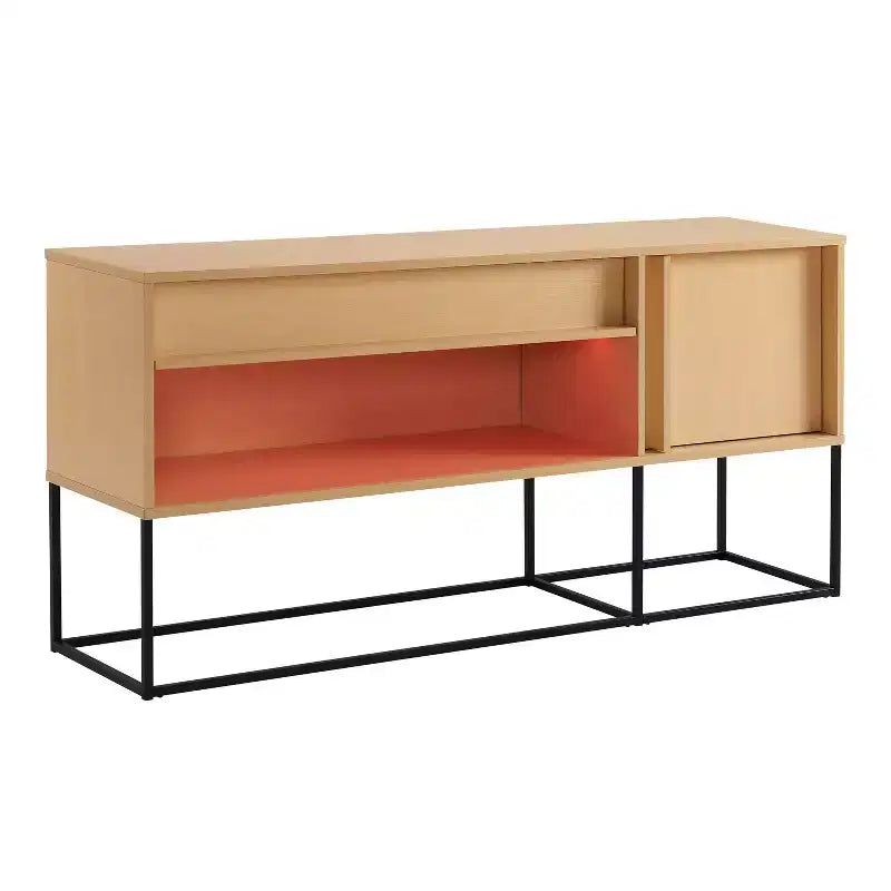 Meuble TV 24/7 Shop At Home Tidehigh Modern 1 tiroir pour téléviseurs jusqu'à 65 pouces avec lumières LED