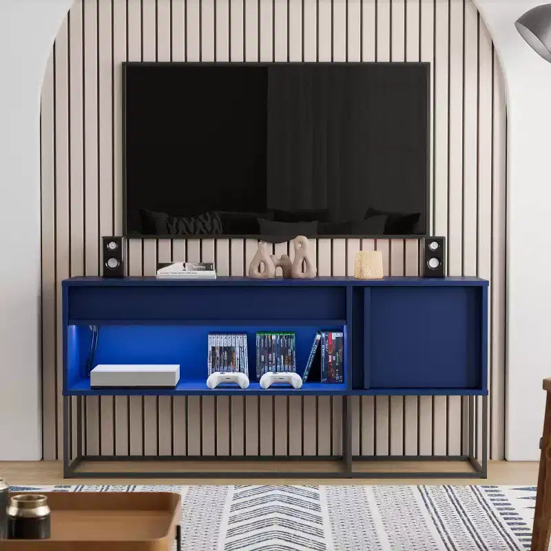 Meuble TV 24/7 Shop At Home Tidehigh Modern 1 tiroir pour téléviseurs jusqu'à 65 pouces avec lumières LED