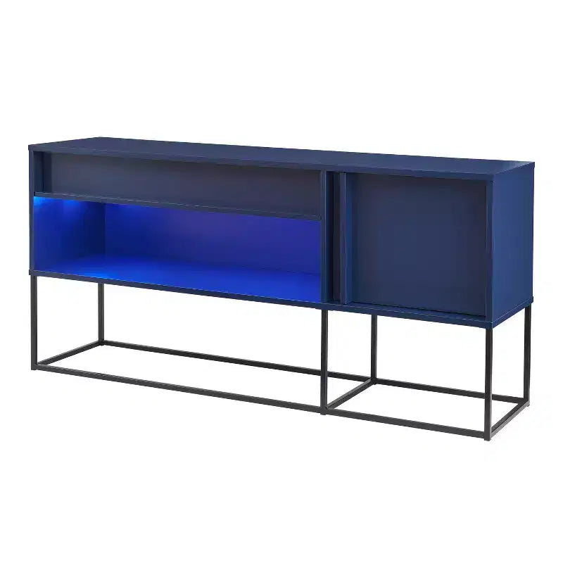 Meuble TV 24/7 Shop At Home Tidehigh Modern 1 tiroir pour téléviseurs jusqu'à 65 pouces avec lumières LED