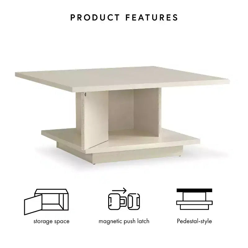 Table basse carrée contemporaine 24/7 Shop At Home Traci 31 avec rangement dissimulé