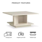 Table basse carrée contemporaine 24/7 Shop At Home Traci 31 avec rangement dissimulé