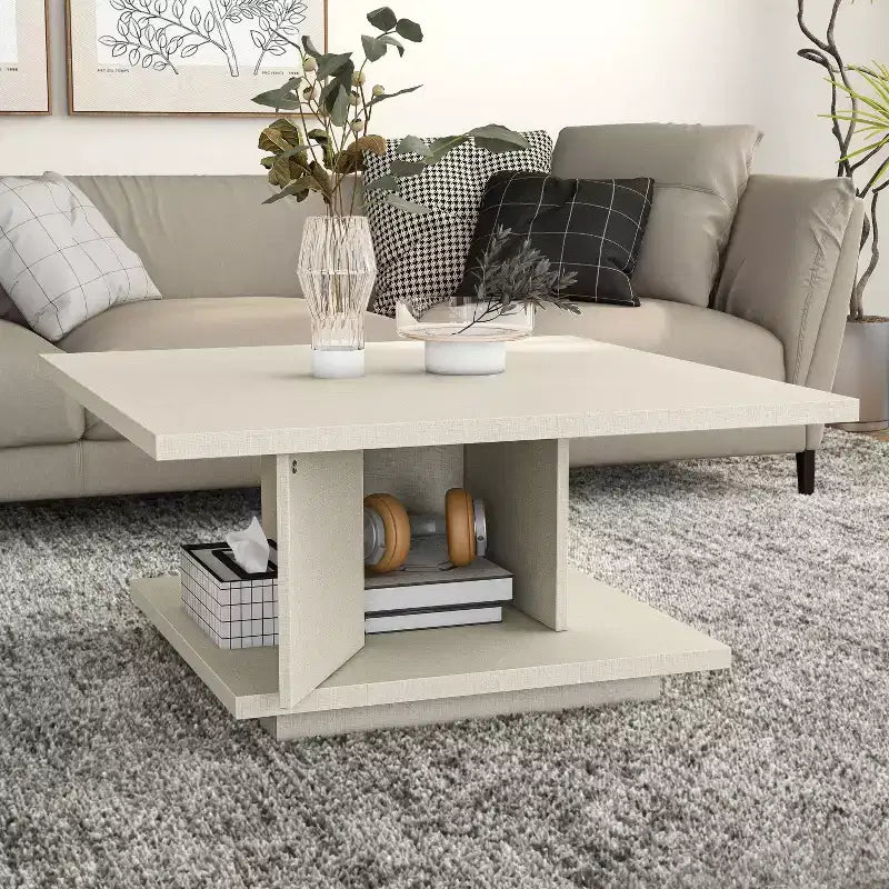Table basse carrée contemporaine 24/7 Shop At Home Traci 31 avec rangement dissimulé