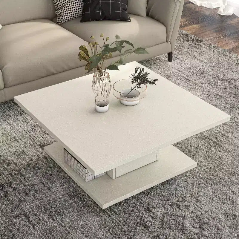 Table basse carrée contemporaine 24/7 Shop At Home Traci 31 avec rangement dissimulé