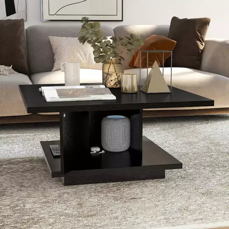 Table basse carrée contemporaine 24/7 Shop At Home Traci 31 avec rangement dissimulé